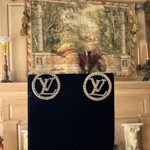 LV earrings  Crystal and - Silver tone